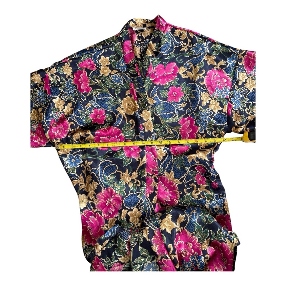 Vintage Cinema Etoile Sexy Silk Pink Floral Flower Print Lingerie Robe - Picture 5 of 8